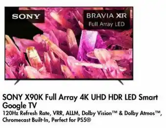 SONY X90K Full Array 4K UHD HDR LED Smart Google TV, 65"
