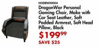 Canada Computers Dragon War Personal Gaming Chair, Make with Car Seat Leather, Soft Padded Armrest, Soft Head Pillow, Black offer