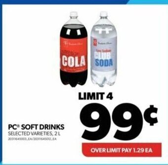Real Canadian Superstore PC SOFT DRINKS SELECTED VARIETIES, 2 L offer