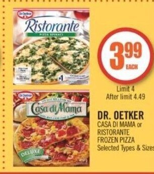 Shoppers Drug Mart DR. OETKER CASA DI MAMA or RISTORANTE FROZEN PIZZA offer