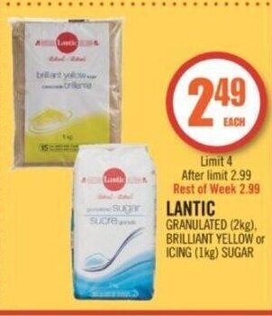 Shoppers Drug Mart LANTIC GRANULATED (2kg). BRILLIANT YELLOW or ICING (1kg) SUGAR offer