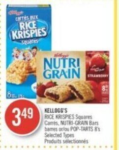 Shoppers Drug Mart KELLOGG'S RICE KRISPIES Squares NUTRI-GRAIN Bars or POP-TARTS 8's offer