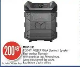 Shoppers Drug Mart MONSTER ROCKIN ROLLER 4MAX BLUETOOTH SPEAKER offer
