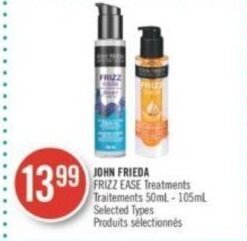 Shoppers Drug Mart JOHN FRIEDA FRIZZ EASE Treatments 50ml-105ml offer