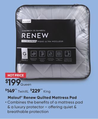 Sleep Country Malouf® renew quilted mattress pad offer