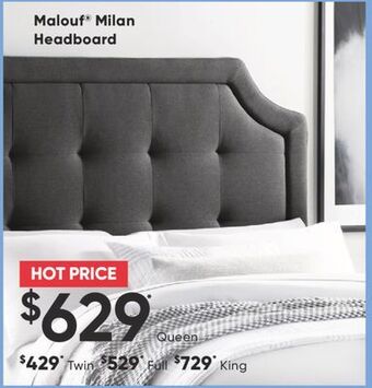 Sleep Country Malouf® milan headboard offer