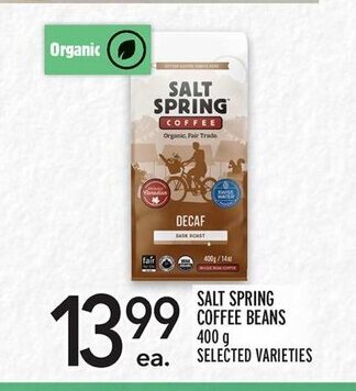Metro SALT SPRING COFFEE BEANS 400 g SELECTED VARIETIES offer