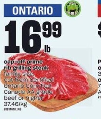Loblaws cap-off prime rib grilling steak offer