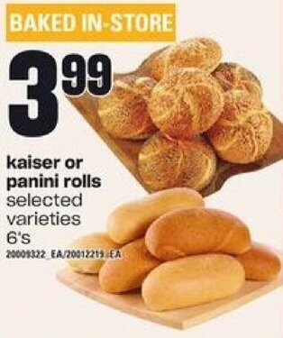 Loblaws kaiser or panini rolls 6's offer