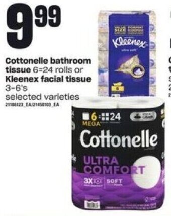 Loblaws Cottonelle bathroom tissue 6-24 rolls or Kleenex facial tissue 3-6's offer