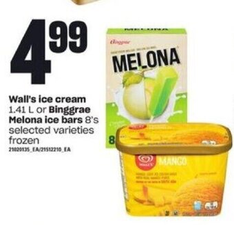 Loblaws Wall's ice cream 1.41 L or Binggrae Melona ice bars 8's offer