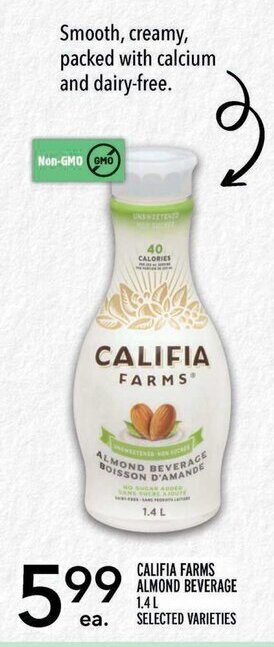 Metro Califia farms almond beverage 1.4L offer