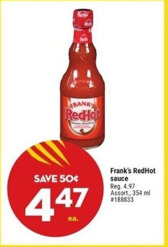 Giant Tiger Frank's RedHot sauce., 354 ml offer