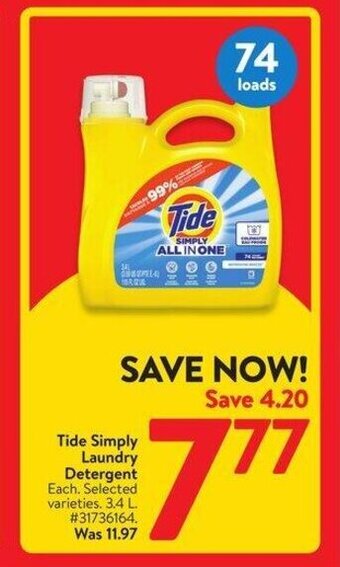 Walmart Tide Simply Laundry Detergent offer