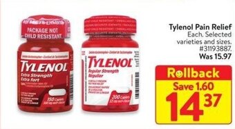 Walmart Tylenol Pain Relief offer