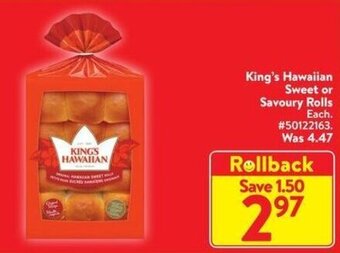 Walmart King's Hawaiian Sweet or Savoury Rolls offer