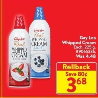 Walmart Gay Lea Whipped Cream offer