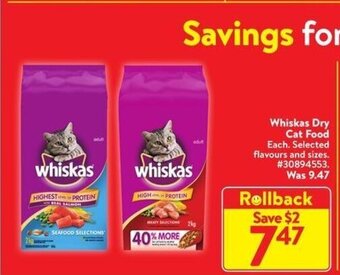 Walmart Whiskas Dry Cat Food offer