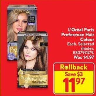 Walmart L'Oréal Paris Preference Hair Colour offer