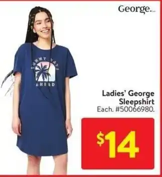 Walmart Ladies' George Sleepshirt offer