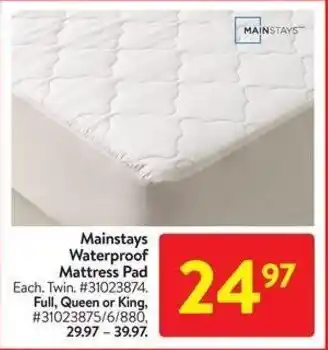 Walmart Mainstays Waterproof Mattress Pad offer
