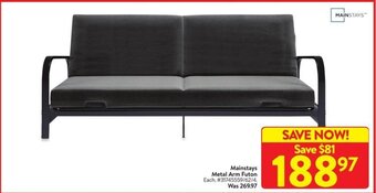 Walmart Mainstays Metal Arm Futon offer