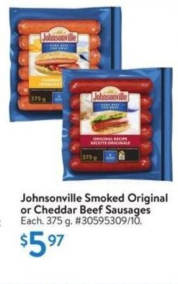 Walmart Johnsonville Smoked Original or Cheddar Beef Sausages offer