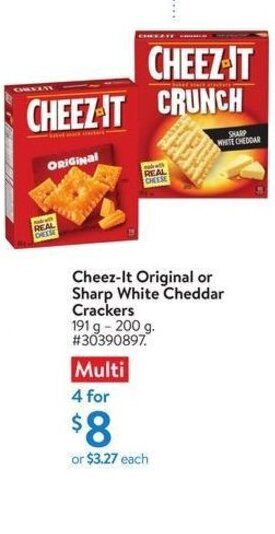 Walmart Cheez-It Original or Sharp White Cheddar Crackers offer