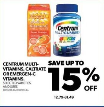 Real Canadian Superstore CENTRUM MULTI-VITAMINS, CALTRATE OR EMERGEN-C VITAMINS offer