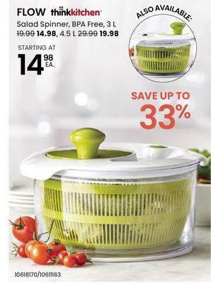 Stokes Flow salad spinner, bpa free, 3 l offer