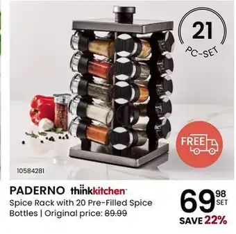 Paderno spice rack with 20 pre filled spice bottles offer at Stokes