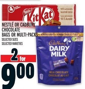 Metro NESTLÉ OR CADBURY CHOCOLATE BAGS OR MULTI-PACKS offer