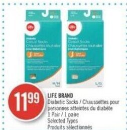 Shoppers Drug Mart LIFE BRAND Diabetic Socks offer