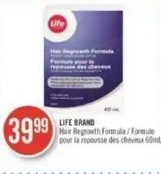 Shoppers Drug Mart LIFE BRAND Hair Regrowth Formula/Formule pour la repousse des cheveux 60ml offer