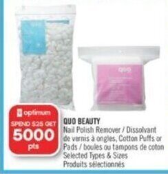 Shoppers Drug Mart QUO BEAUTY Nail Polish Remover, cotton puffs or pads offer