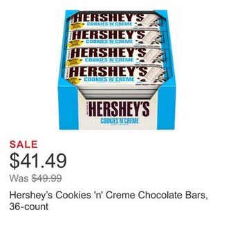 Costco Hershey's cookies 'n' creme chocolate bars, 36-count offer