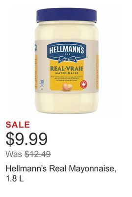 Costco Hellmann's real mayonnaise, 1.8 l offer