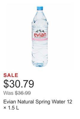 Costco Evian natural spring water 12 × 1.5 l offer