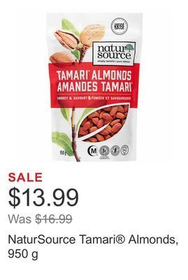 Costco Natursource tamari® almonds, 950 g offer
