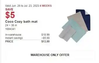 Costco Coco Cozy bath mat offer
