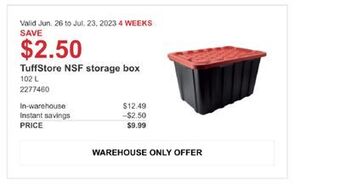 Costco Tuffstore nsf storage box offer