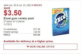 Costco Excel gum variety pack offer