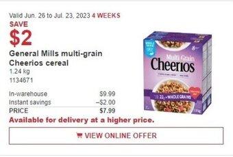 Costco General Mills multi-grain Cheerios cereal offer