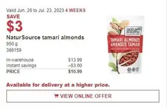 Costco Natur Source tamari almonds offer