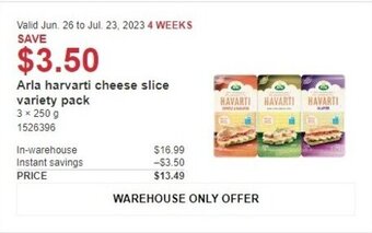 Costco Arla harvarti cheese slice variety pack offer