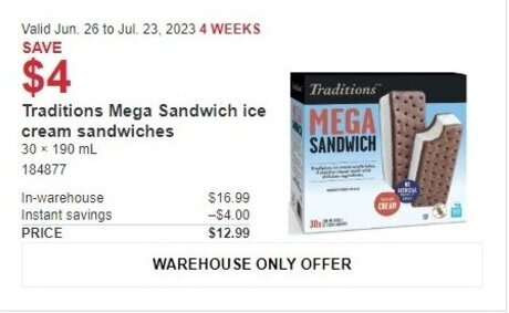 Costco Traditions Mega Sandwich Ice Cream Sandwiches Review, 59% OFF