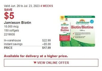 Costco Jamieson Biotin offer