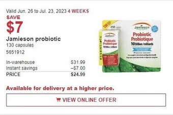 Costco Jamieson probiotic offer