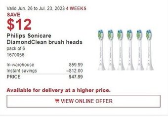 Costco Philips Sonicare DiamondClean brush heads offer