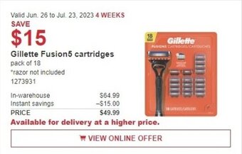 Costco Gillette Fusion5 cartridges offer